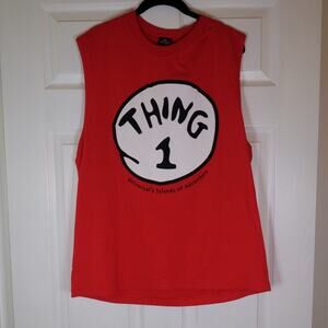 Universal Studios Thing 1 Dr Seuss Tank Shirt L Red Islands of Adventure NWT